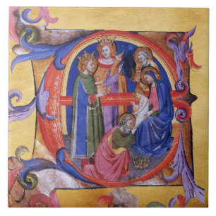 ADORATION OF MAGI NATIVITY CHRISTMAS PARCHMENT CERAMIC TILE