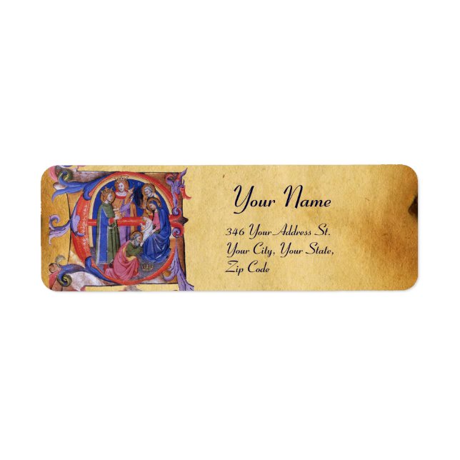 ADORATION OF MAGI NATIVITY CHRISTMAS PARCHMENT LABEL (Front)