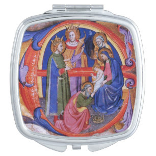 ADORATION OF MAGI NATIVITY CHRISTMAS PARCHMENT MAKEUP MIRROR