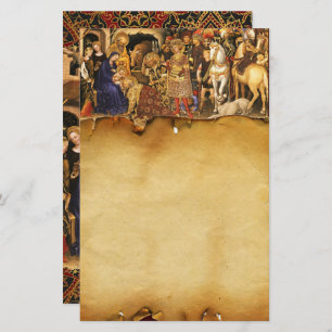 ADORATION OF MAGI ,Nativity Christmas Parchment Stationery