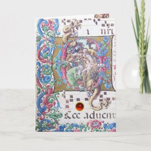 ADORATION OF MAGI , NATIVITY MONOGRAM WITH DOLPHIN HOLIDAY CARD