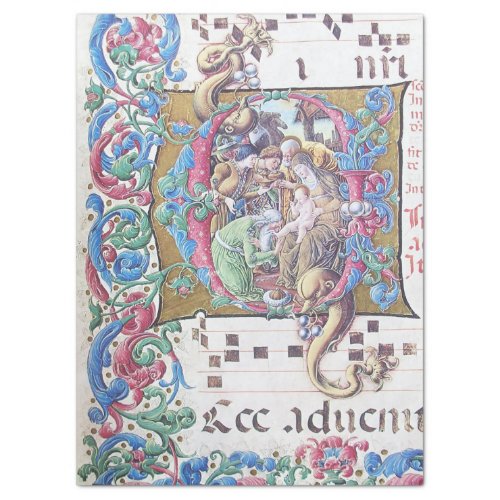 ADORATION OF MAGI  NATIVITY MONOGRAM WITH DOLPHIN TISSUE PAPER