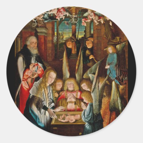 Adoration of the Angels Classic Round Sticker