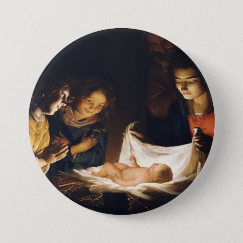 Adoration Of The Child Jesus _ Honthorst Button