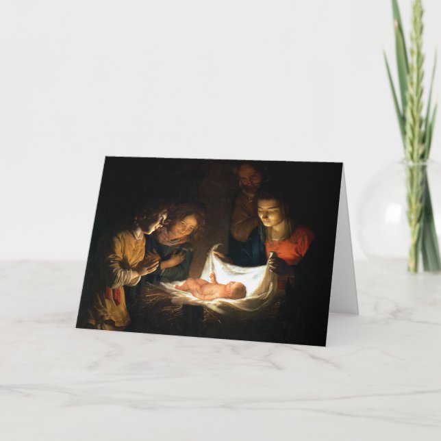 Adoration of the Child Jesus - Honthorst Holiday Card (Front)