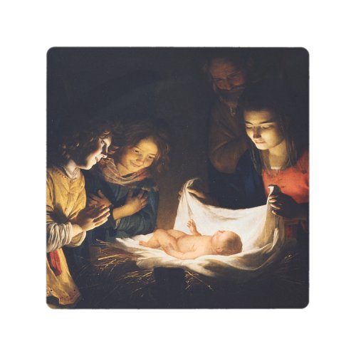 Adoration Of The Child Jesus _ Honthorst Metal Print