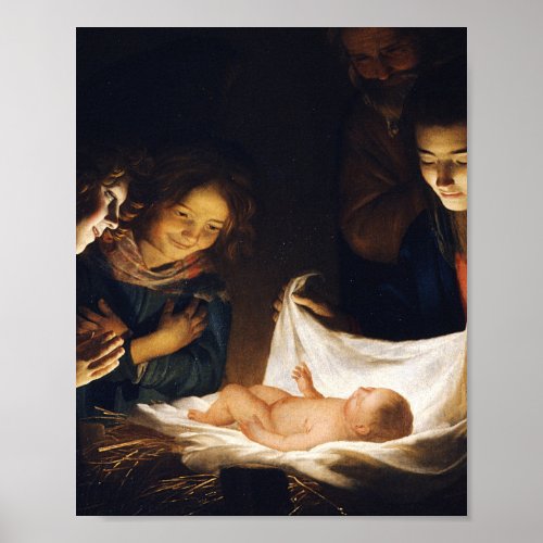 Adoration Of The Child Jesus _ Honthorst Poster