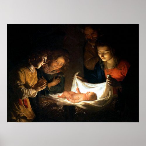 Adoration of the Child Jesus _ Honthorst Poster