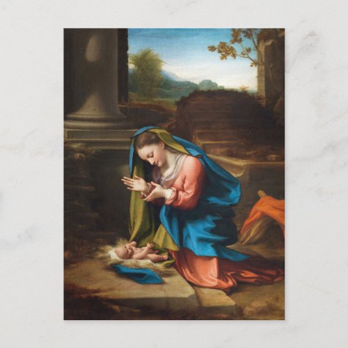 Adoration of the Christ Child by Correggio Postcard