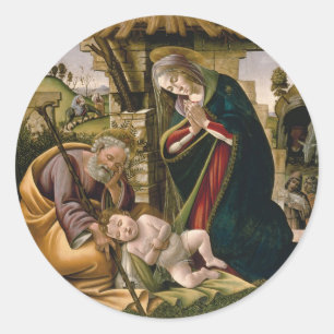 Adoration of the Christ Child Classic Round Sticker