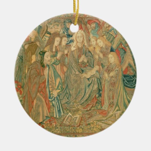 Adoration of the Christ child  Tapestry Ceramic Ornament