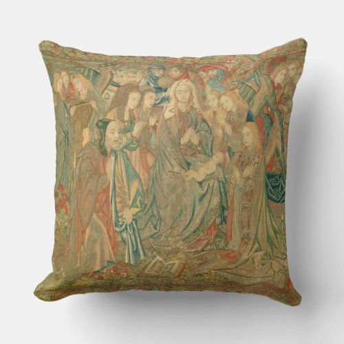 Adoration of the Christ child  Tapestry Throw Pillow