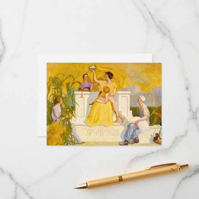 Adoration of the Home by Grant Wood Enclosure Card (Front/Back In Situ)