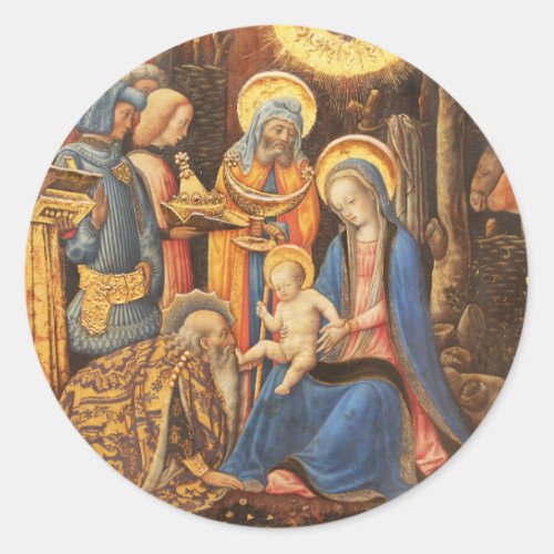 Adoration of the Kings  Adorazione dei Magi Classic Round Sticker