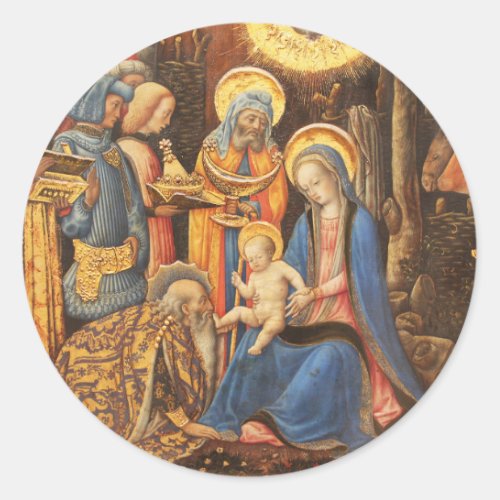 Adoration of the Kings  Adorazione dei Magi Classic Round Sticker