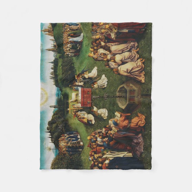 Adoration of the Lamb by Jan van Eyck Fleece Blanket (Front)