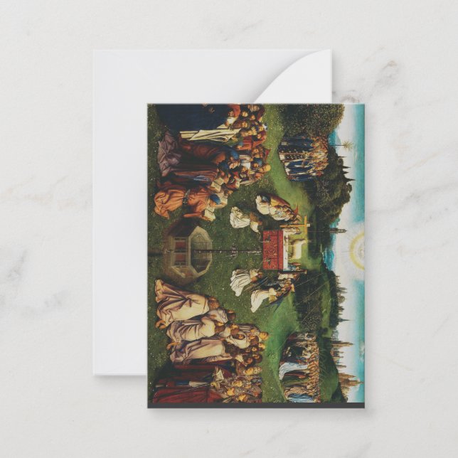 Adoration of the Lamb by Jan van Eyck Note Card (Front)