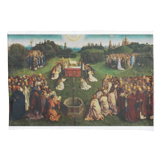 Adoration of the Lamb by Jan van Eyck Pillow Case (Front)