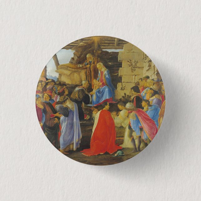 Adoration of the Magi by Sandro Botticelli 1475 Button (Front)