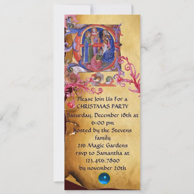 ADORATION OF THE MAGI CHRISTMAS NATIVITY PARCHMENT INVITATION (Back)