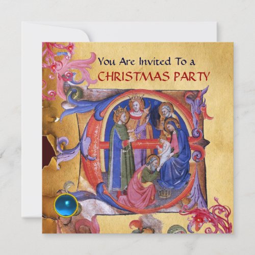 ADORATION OF THE MAGI CHRISTMAS NATIVITY PARCHMENT INVITATION