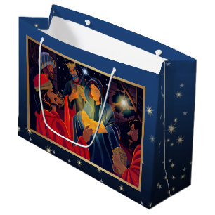 Adoration of the Magi. Custom Christmas Large Gift Bag