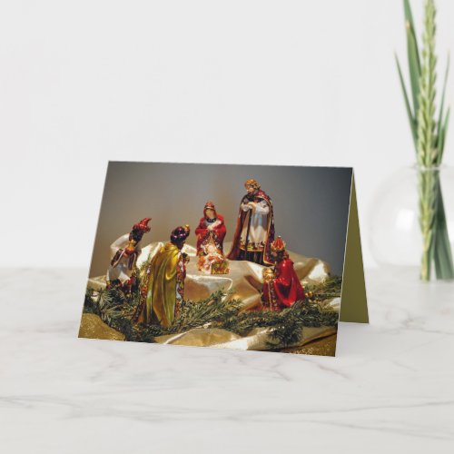 Adoration of the Magi Enameled Figurines  Holiday Card