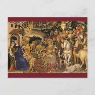 Adoration of the Magi Medieval Christmas Postcard