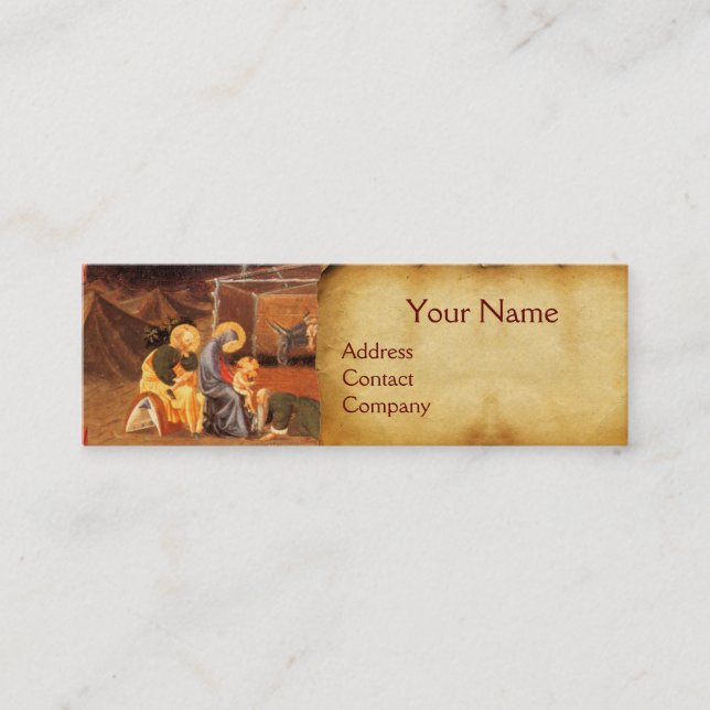 ADORATION OF THE MAGI NATIVITY PARCHMENT MINI BUSINESS CARD (Front)