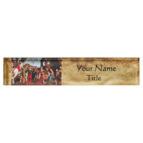 ADORATION OF THE MAGI NATIVITY PARCHMENT NAMEPLATE
