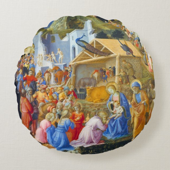 ADORATION OF THE MAGI ROUND PILLOW (Front)