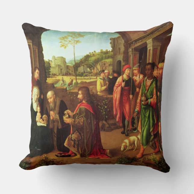 Adoration of the Magi Throw Pillow (Front)