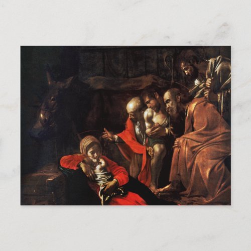 Adoration of the Shepherds by Caravaggio 1609 Postcard