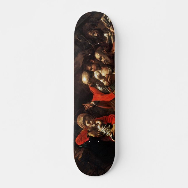 Adoration of the Shepherds by Caravaggio (1609) Skateboard Deck (Front)