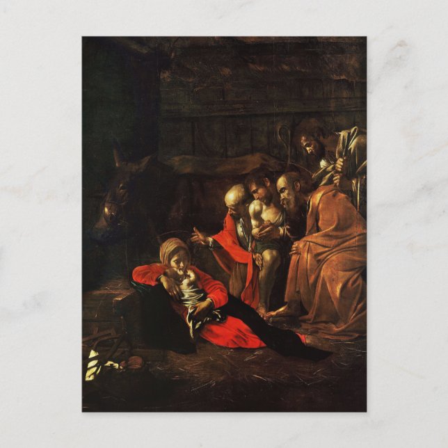 Adoration of the Shepherds by Caravaggio Postcard (Front)