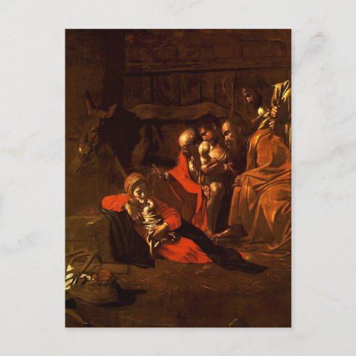 Adoration of the Shepherds by Caravaggio Postcard