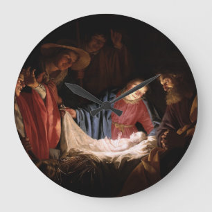 Adoration of the Shepherds by Gerard van Honthorst Large Clock