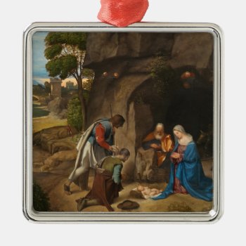 Adoration Of The Shepherds By Giorgione Christmas Metal Ornament by decodesigns at Zazzle