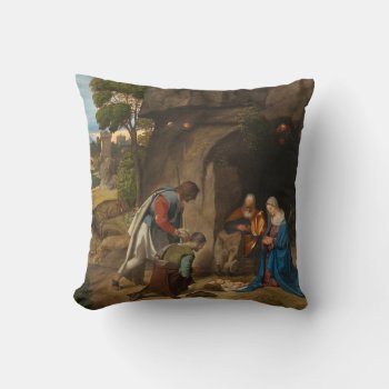 Adoration Of The Shepherds By Giorgione Christmas Throw Pillow by decodesigns at Zazzle