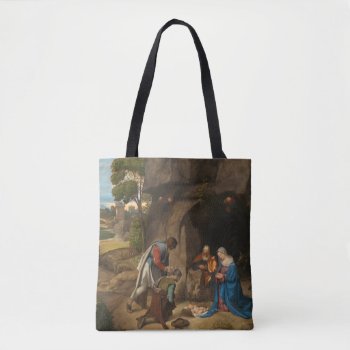 Adoration Of The Shepherds By Giorgione Christmas Tote Bag by decodesigns at Zazzle