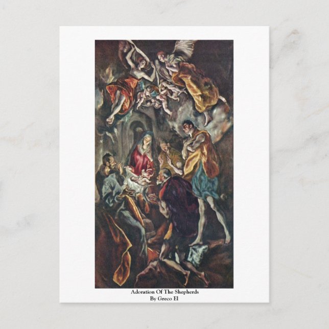 Adoration Of The Shepherds By Greco El Postcard (Front)