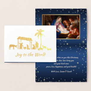Adoration of the Shepherds. Christmas Luxury Real  Foil Card