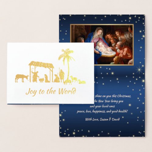 Adoration of the Shepherds Christmas Luxury Real  Foil Card