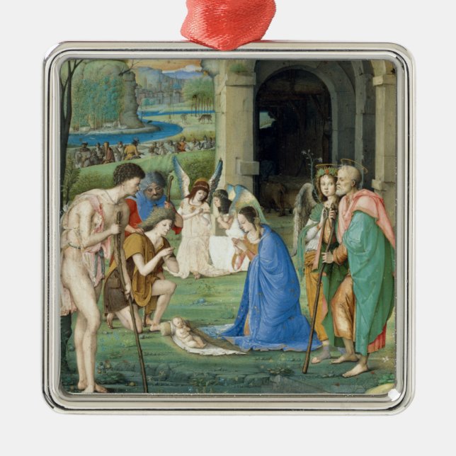 Adoration of the Shepherds, circa 1500 Metal Ornament (Front)