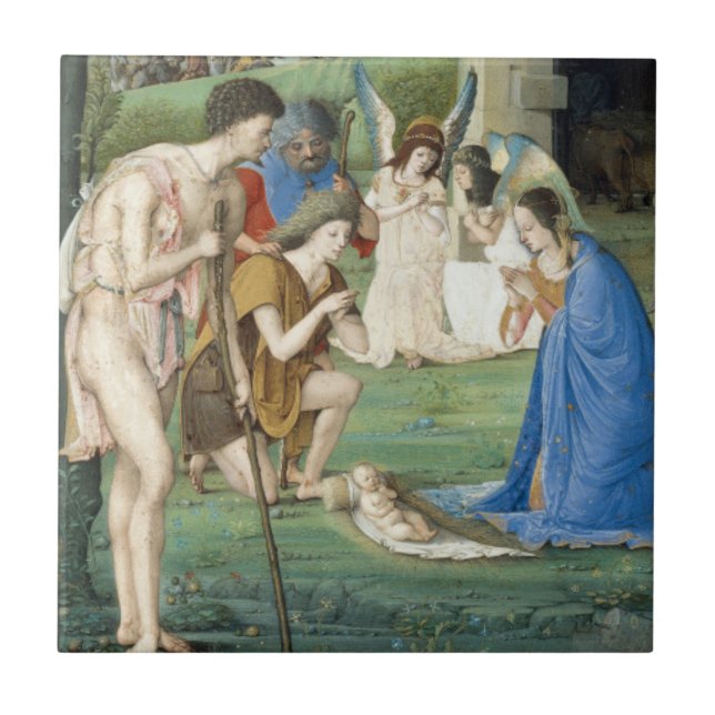 Adoration of the Shepherds, circa 1500 Tile (Front)