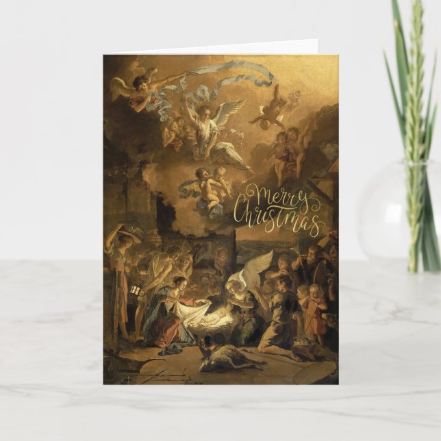 Adoration of the Shepherds Fine Art Christmas Holiday Card (Front)