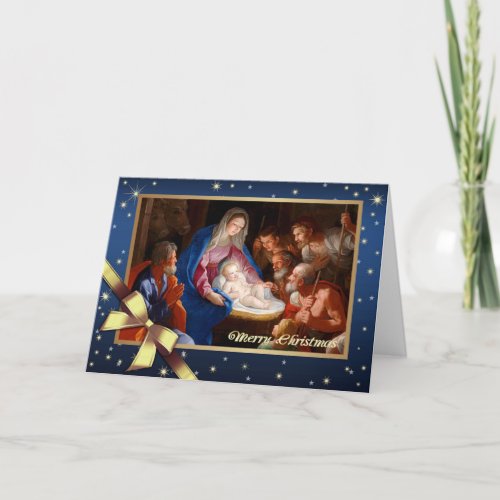 Adoration of the Shepherds Fine Art Religious   Holiday Card