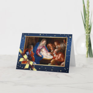 Adoration of the Shepherds. Fine Art Religious Holiday Card