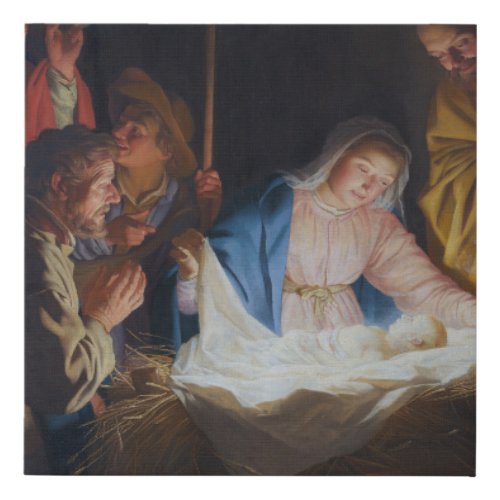 Adoration of the shepherds _ Honthorst _ Christmas Faux Canvas Print