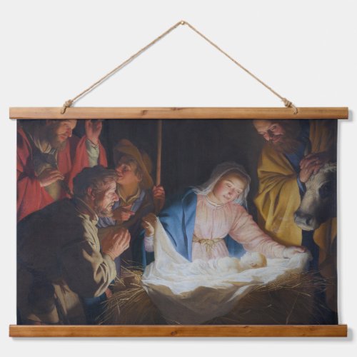 Adoration of the shepherds _ Honthorst _ Christmas Hanging Tapestry